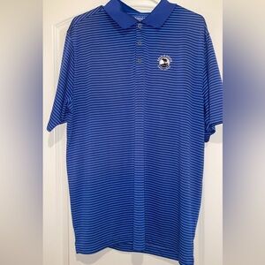 Nike Blue and White Striped Polo Shirt